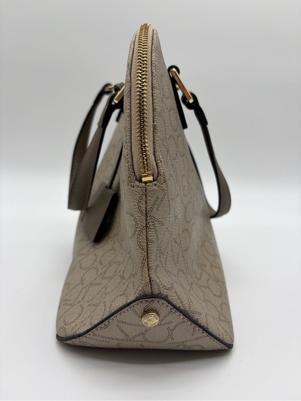 Calvin Klein Brown Monogram Dome Satchel with Gold Hardware - Picture 8 of 11